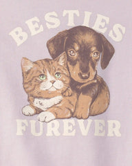Girls 'Besties Furever' Graphic Tee - Purple