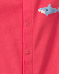 Baby Boy Shark Romper - Coral