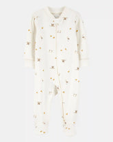 Baby Mini Bird Print 2-Way Zip Cotton Sleep & Play Pajamas