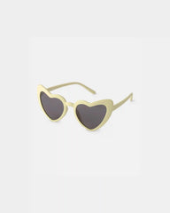 Girls Heart Sunglasses - Yellow