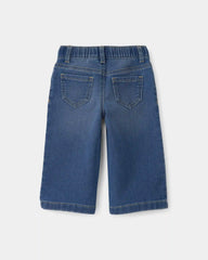 Baby Girl Drawstring Wide-Leg Jeans - Dark Wash