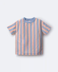 Toddler Boy Relaxed Tee in Stripes - Blue/Pink