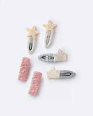 Toddler Girl 6-Pack Sandcastle Hair Clips - Cream/Light Pink/Blue