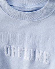 Kid Oversized "Currently Offline" Graphic Sweatshirt - Blue