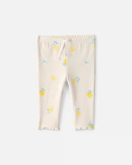 Baby Girl Lemon Rib Pants - Ivory