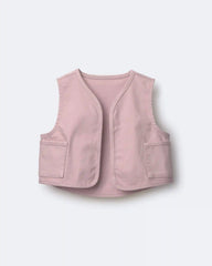 Toddler Girl Cropped Vest with Otter Pockets - Light Pink