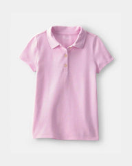 Girls Uniform Piqué Polo Shirt - Pink