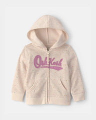 Baby Girl Heart OshKosh Logo Fleece Zip-Up Hoodie - Cream
