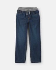 Boys Denim Pull-On Jeans - Dark Wash