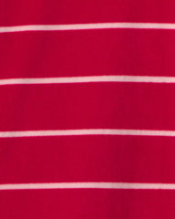 Toddler Boy 1-Piece Moose Striped DreamPlush Snug Fit Footed Pajama - Red
