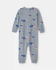 Baby Boy 1-Piece Cars 2-Way Zip DreamPlush Snug Fit Pajama - Blue