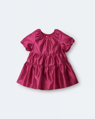 Toddler Girl Puff-Sleeve Tiered Party Dress - Pink