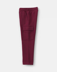 Boys Fleece Cargo Pants - Burgundy