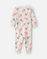 Baby Girl 1-Piece Monster 2-Way Zip DreamPlush Snug Fit Pajama - Cream