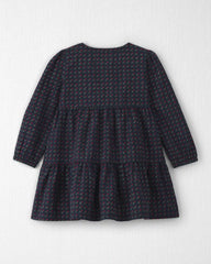 Toddler Girl Organic Cotton Dobby Dress in Navy Floral