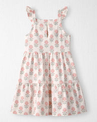 Toddler Girl Organic Cotton Tiered Dress in Rosebud Petal Print