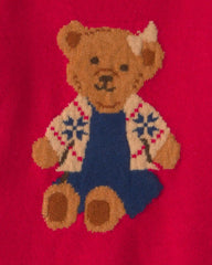 Toddler Girl Bear Sweater - Red