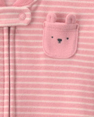 Baby Girl Striped Fleece Sleep Bag - Pink