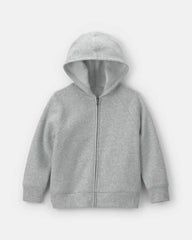 Boys Fleece Zip-Up Hoodie - Grey
