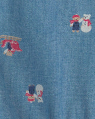 Baby Boy Snowman Chambray Long-Sleeve Bodysuit - Blue