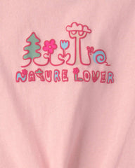 Toddler Girl 'Nature Lover' Short-Sleeve Tie Top - Pink