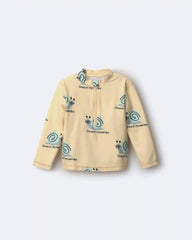Toddler Half-Zip Long-Sleeve Rashguard in Snail Print- Yellow