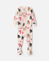 Baby 1-Piece Christmas Icon 2-Way Zip 100% Cotton Snug Fit Footed Pajama - Cream