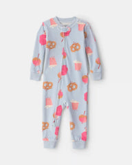 Toddler Girl 1-Piece Festival Treats DreamPlush Snug Fit Pajama - Blue