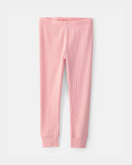 Baby Girl Butterfly Rib Snug Fit 2-Piece Pajama Set - Pink