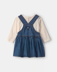 Baby Girl 2-Piece Denim Skirtall Set - Light Wash