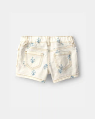 Baby Girl Floral Twill Shorts - Ivory