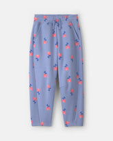 Girls Floral Fleece Barrel Pants - Blue/Pink