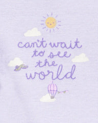 Baby Girl 3-Piece Hot Air Balloon Print Little Cardigan Set - White/Purple