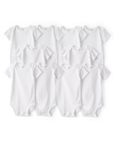 Baby 10-Pack Short Sleeve Cotton Bodysuits - White