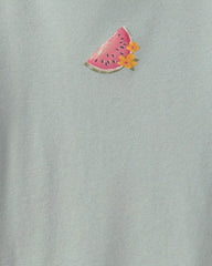 Girls Watermelon Ribbed Tee - Green