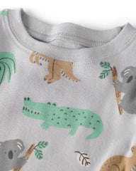 Toddler 2-Piece Organic Cotton Ribbed Pajama Set in Aussie Friends Print