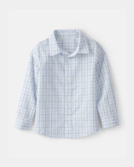 Boys Plaid Button-Down Shirt - Blue