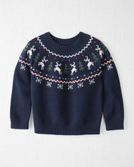 Toddler Organic Cotton Fair Isle Sweater Knit Pullover