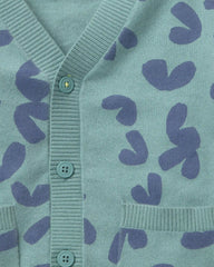 Toddler Cardigan with Avenue Pockets in Abstract Print - Teal