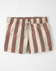 Toddler Boy Recycled Swim Trunks in Brown Stripes