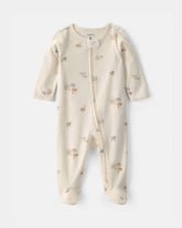 Baby Girl Swan 100% Cotton 2-Way Zip Sleep & Play Pajamas - Ivory