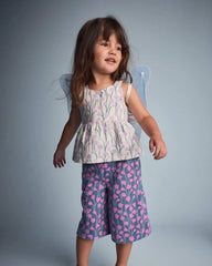 Toddler Girl Peplum Tank Top in Wildflower Print - Cream
