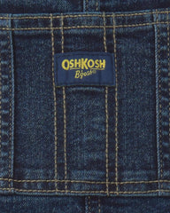 Toddler Elastic Strap Denim Overalls - Dark Wash
