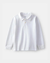 Boys Uniform Piqué Long-Sleeve Polo Shirt - White