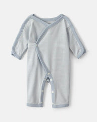 Baby Boy Striped 100% Cotton Sleep & Play Pajama - Blue