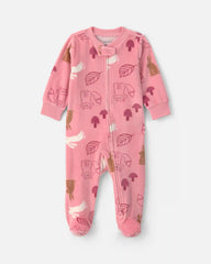 Baby Girl Autumn Fleece 2-Zip DreamPlush Sleep & Play Pajamas - Pink