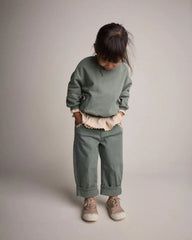 Toddler Girl Ric-Rack Cuffed Barrel Pant - Olive