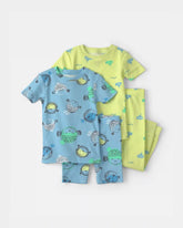 Toddler Boy Pufferfish 100% Cotton 4-Piece Pajama Set - Blue/Yellow