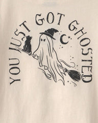 Girls 'Ghosted' Halloween Long-Sleeve Graphic Tee - Cream