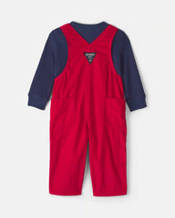 Baby Boy 2-Piece Thermal Top & Corduroy Overall Set - Red/Blue